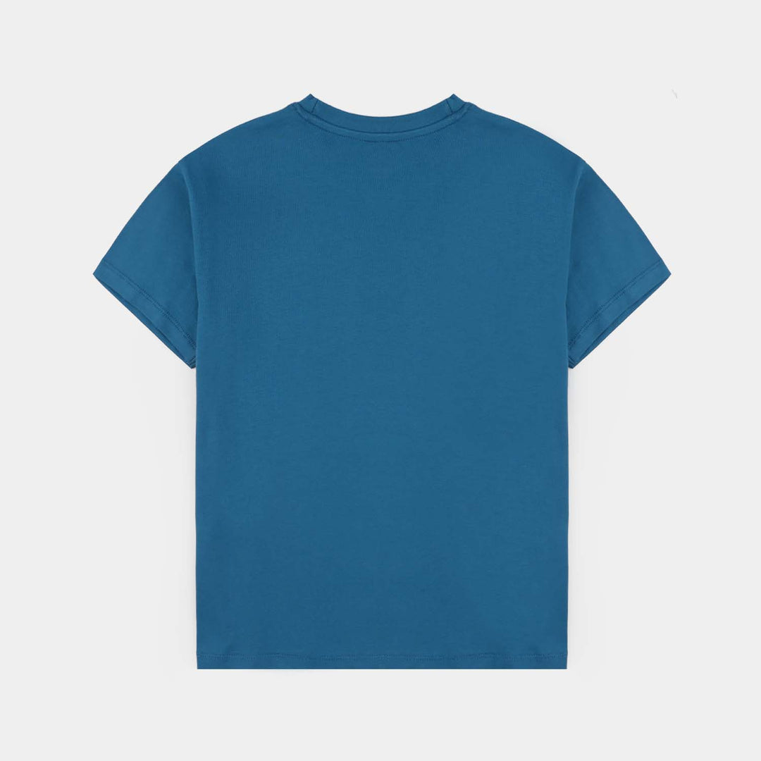 Boys Lycra Jersey Basic T-Shirt - Blue