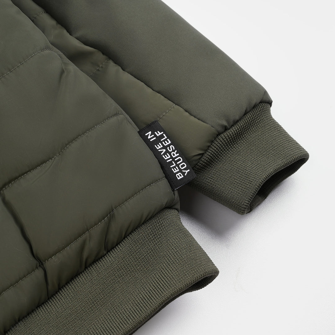 Boys Quilted Jacket F/S Believe in yourself-Olive