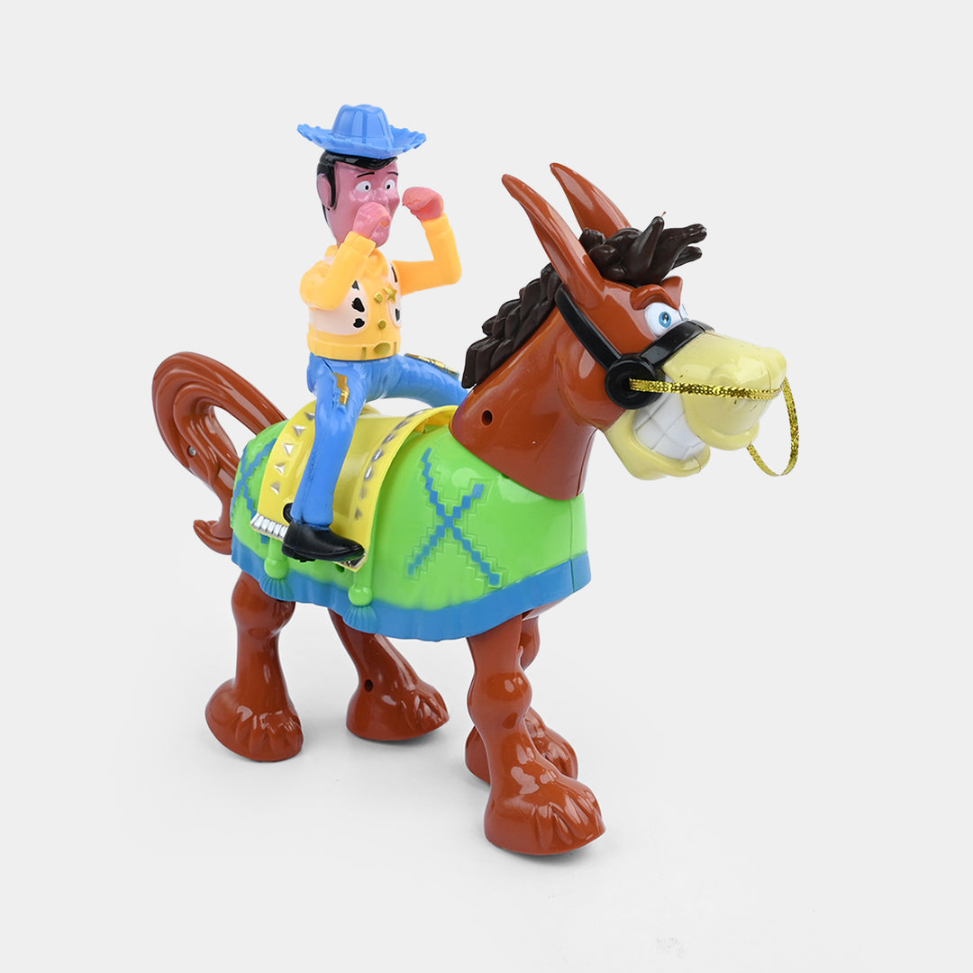 Electric Walking Horse Toy with Cowboy Rider