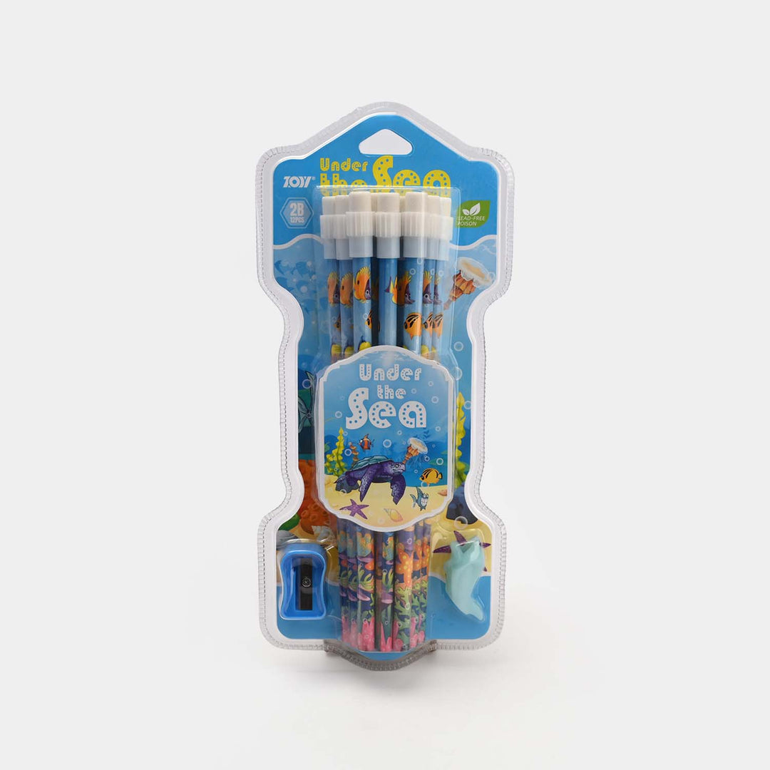 12-Piece 2B Pencil Set with Sharpener and Eraser – Themed Design