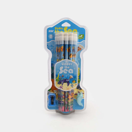 12-Piece 2B Pencil Set with Sharpener and Eraser – Themed Design