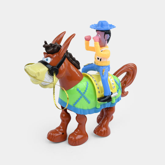 Electric Walking Horse Toy with Cowboy Rider