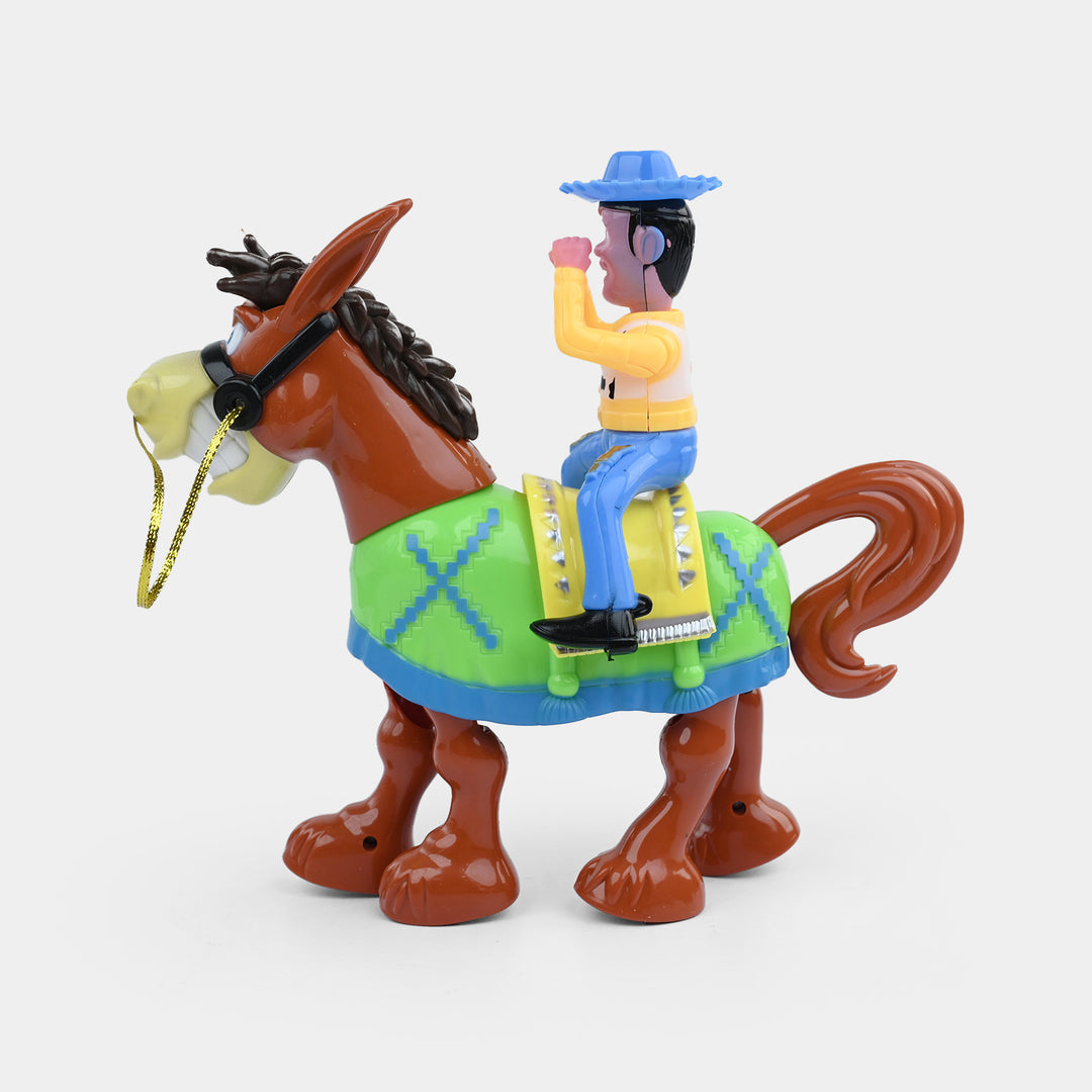 Electric Walking Horse Toy with Cowboy Rider