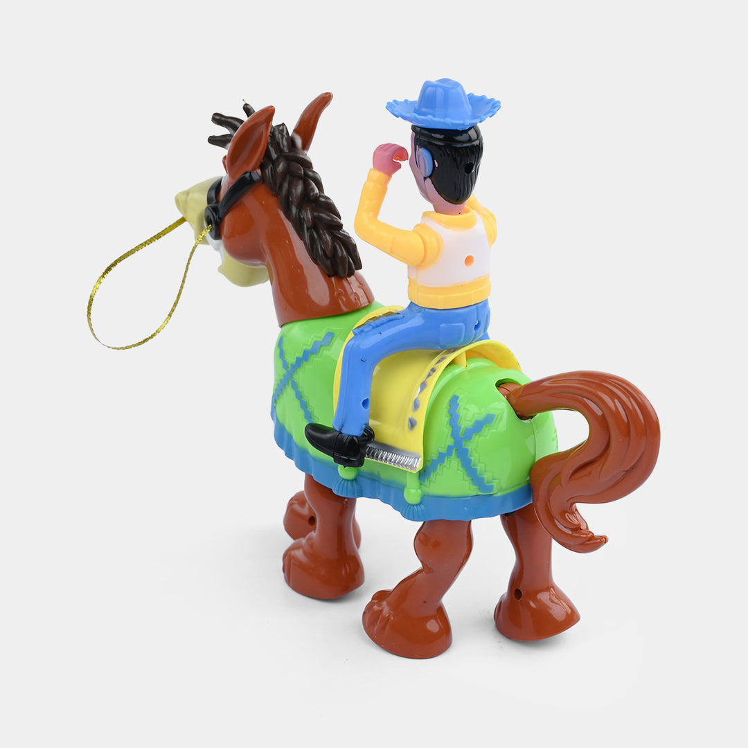 Electric Walking Horse Toy with Cowboy Rider