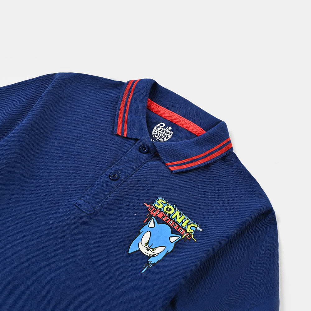 Boys Jumbo Pique Polo-Navy Blue