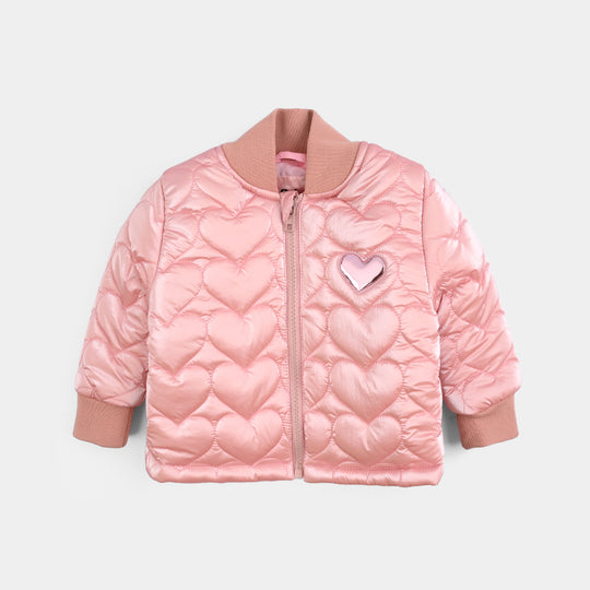 Infant Girls Taffeta Quilted Jacket F/S Hearts-Pink