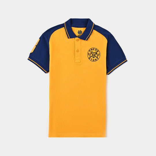 Boys Jumbo Pique Polo Press Start-Citrus