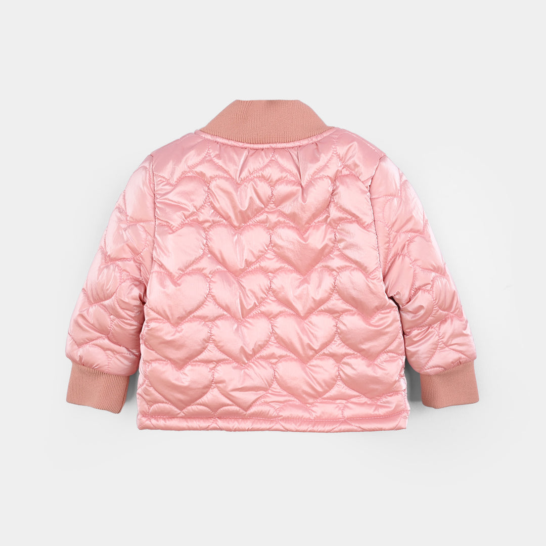 Infant Girls Taffeta Quilted Jacket F/S Hearts-Pink