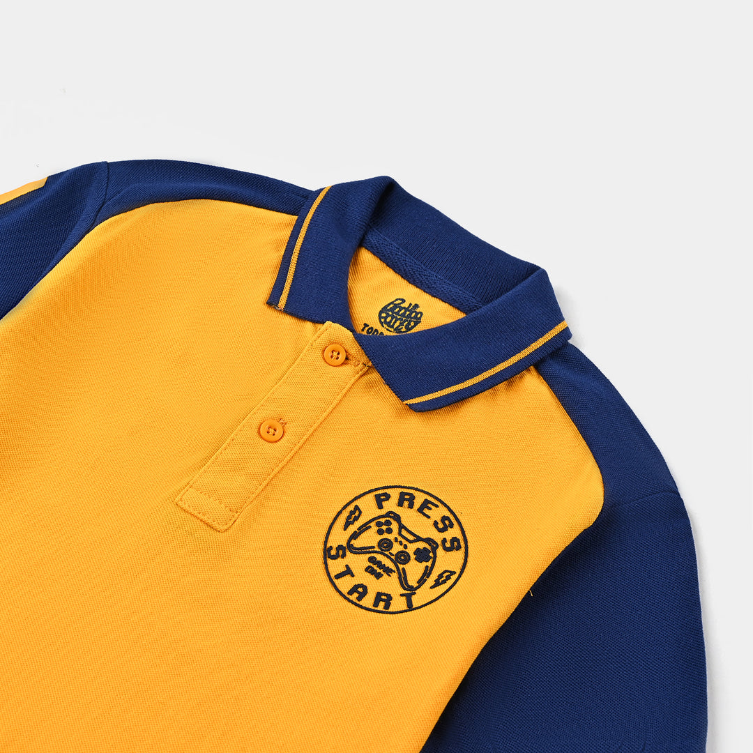 Boys Jumbo Pique Polo Press Start-Citrus