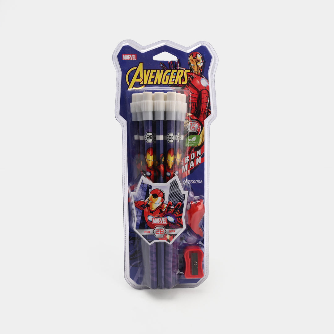12-Piece 2B Pencil Set with Sharpener and Eraser – Themed Design