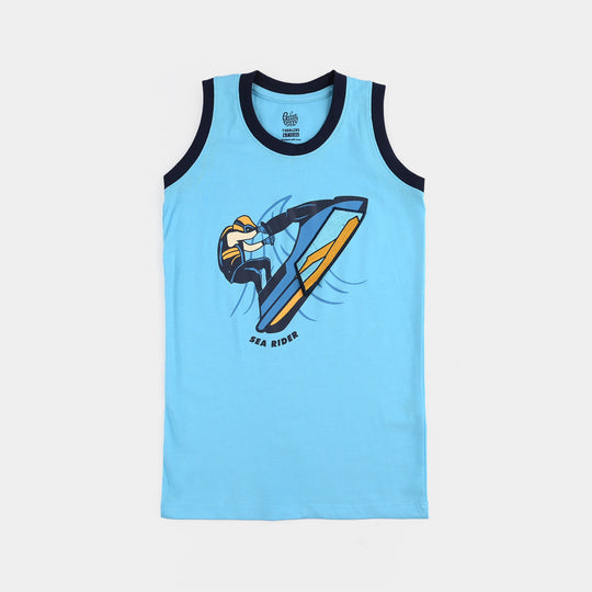 Boys Cotton Jersey Sando Sea Rider-Blue