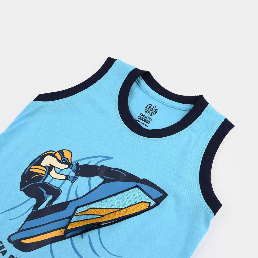 Boys Cotton Jersey Sando Sea Rider-Blue