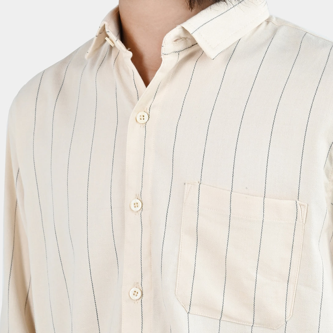 Boys Yarn Dyed Shirt (Motion Detail) - Beige