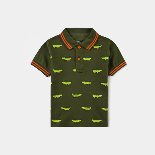 Infant Boys Jumbo Pique Polo Crocodile-Chive