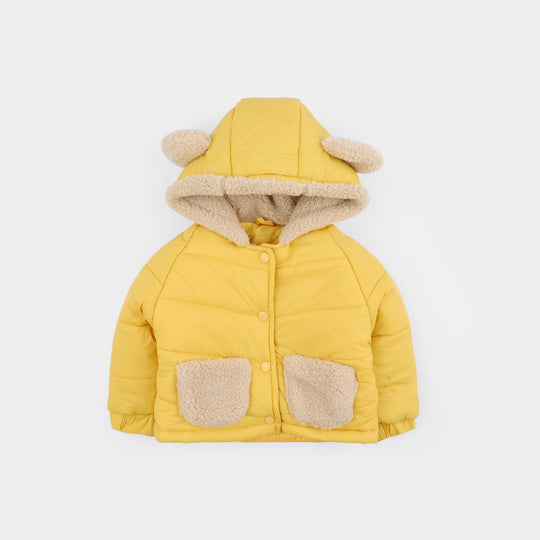 Infant Girls Taffeta Hooded Jacket F/S Bunny-Yellow