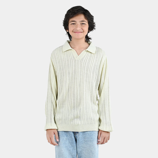 Boys Acrylic Sweater-Dropline - Off White