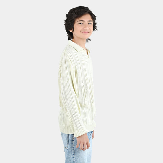 Boys Acrylic Sweater-Dropline - Off White