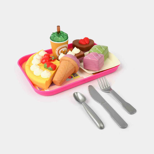 Pretend Food Playset With Tray – Sweet Treats & Utensils