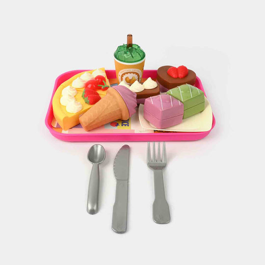 Pretend Food Playset With Tray – Sweet Treats & Utensils
