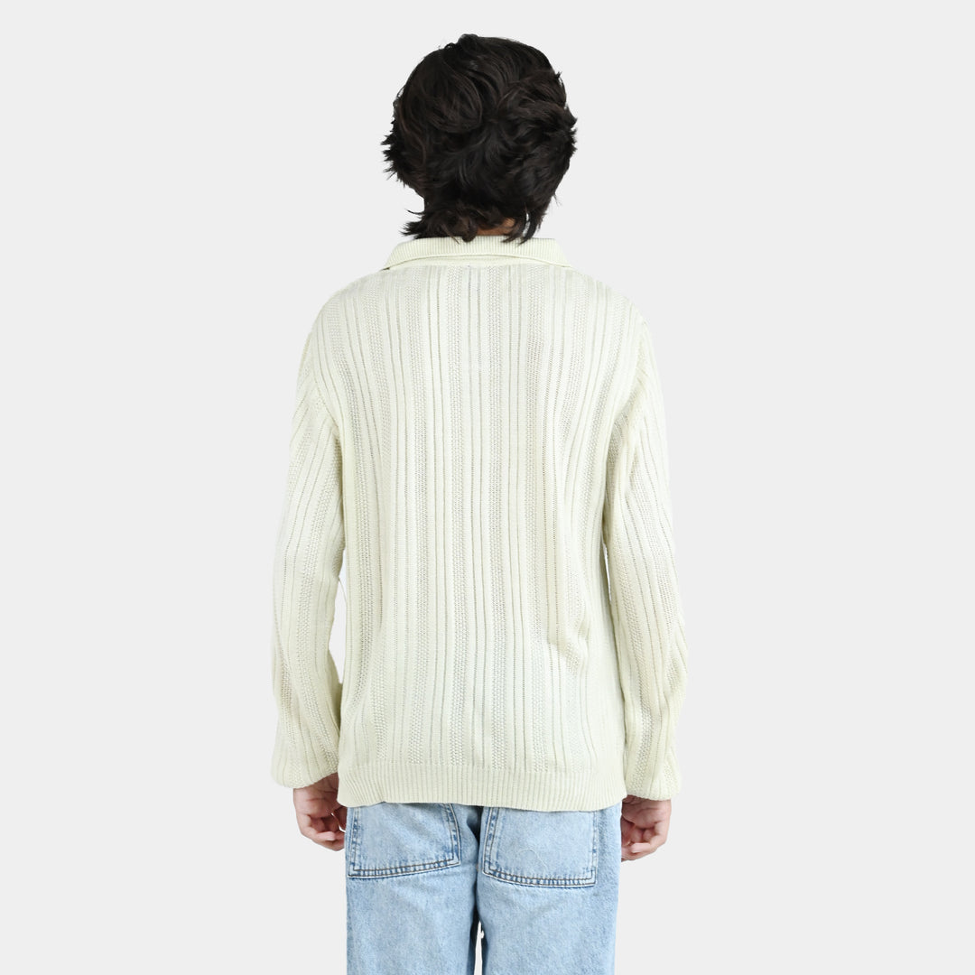 Boys Acrylic Sweater-Dropline - Off White