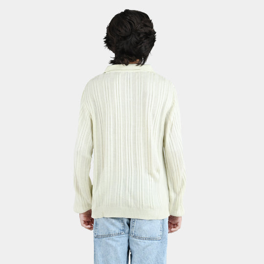 Boys Acrylic Sweater-Dropline - Off White