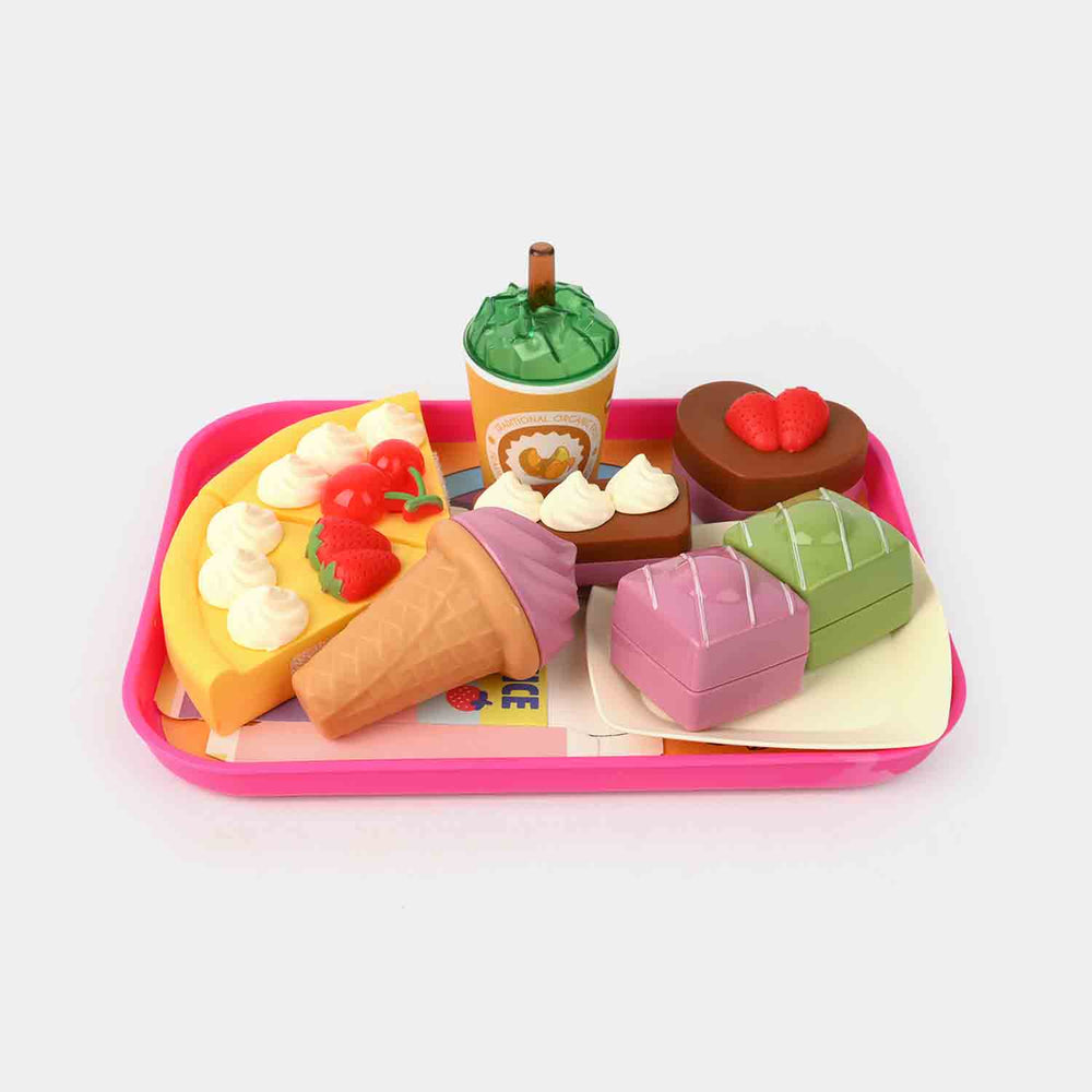 Pretend Food Playset With Tray – Sweet Treats & Utensils