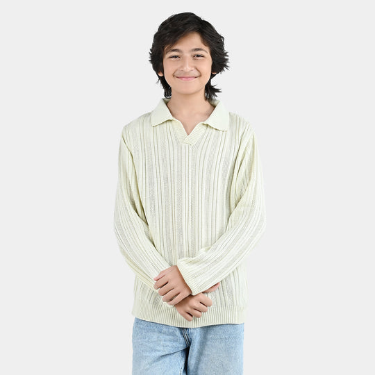 Boys Acrylic Sweater-Dropline - Off White
