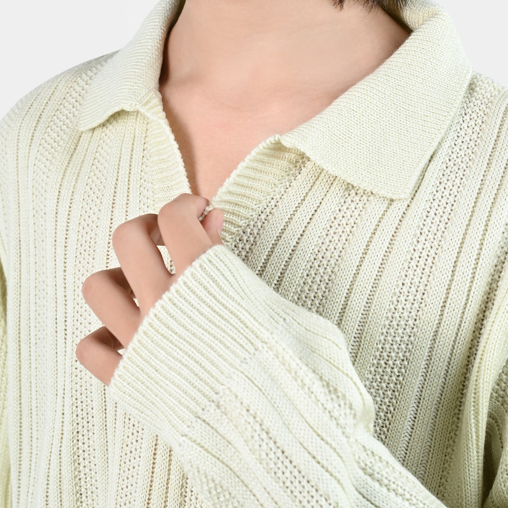 Boys Acrylic Sweater-Dropline - Off White