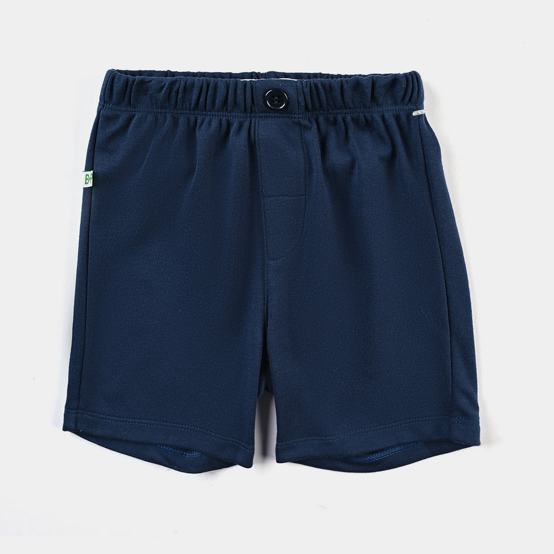 Infant Boys Cotton Interlock Short 3Pc-Navy/White