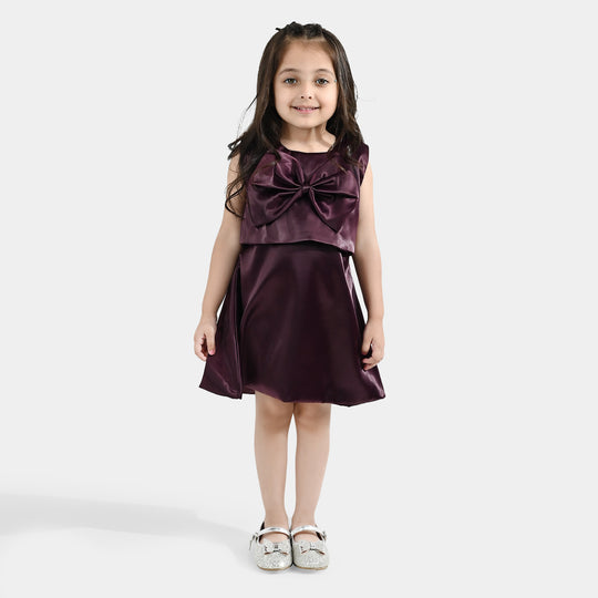 Girls Poly Satin Fancy Frock Star Princess-Plum