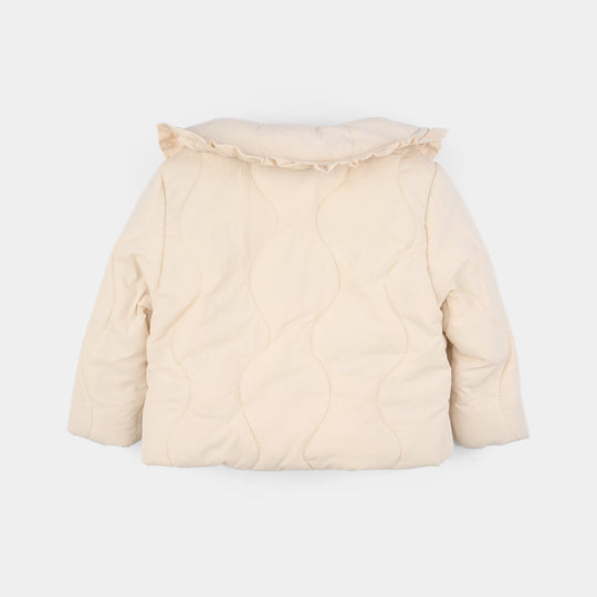 Infant Girls Quilted Jacket F/S Ruffles-SKIN