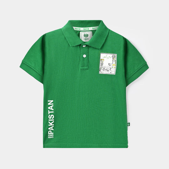 Boys Cotton PK Polo Arz E Pakistan-Joly.Green
