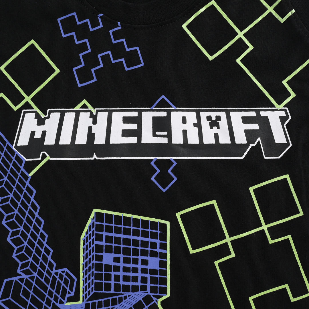 Boys Cotton Jersey Sando Minecraft-Jet Black