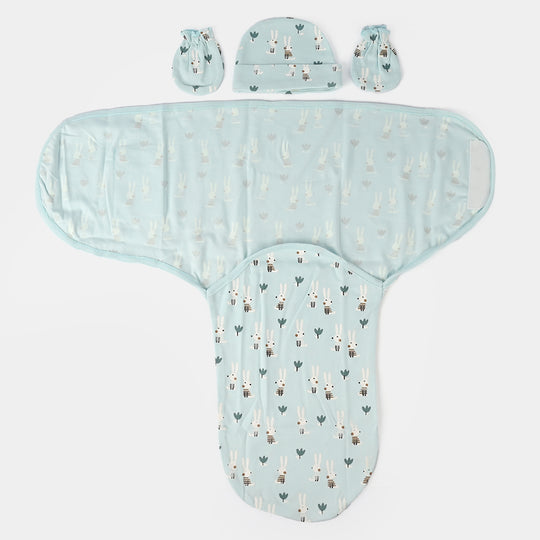 Baby Swaddle with Cap & Mittens Set