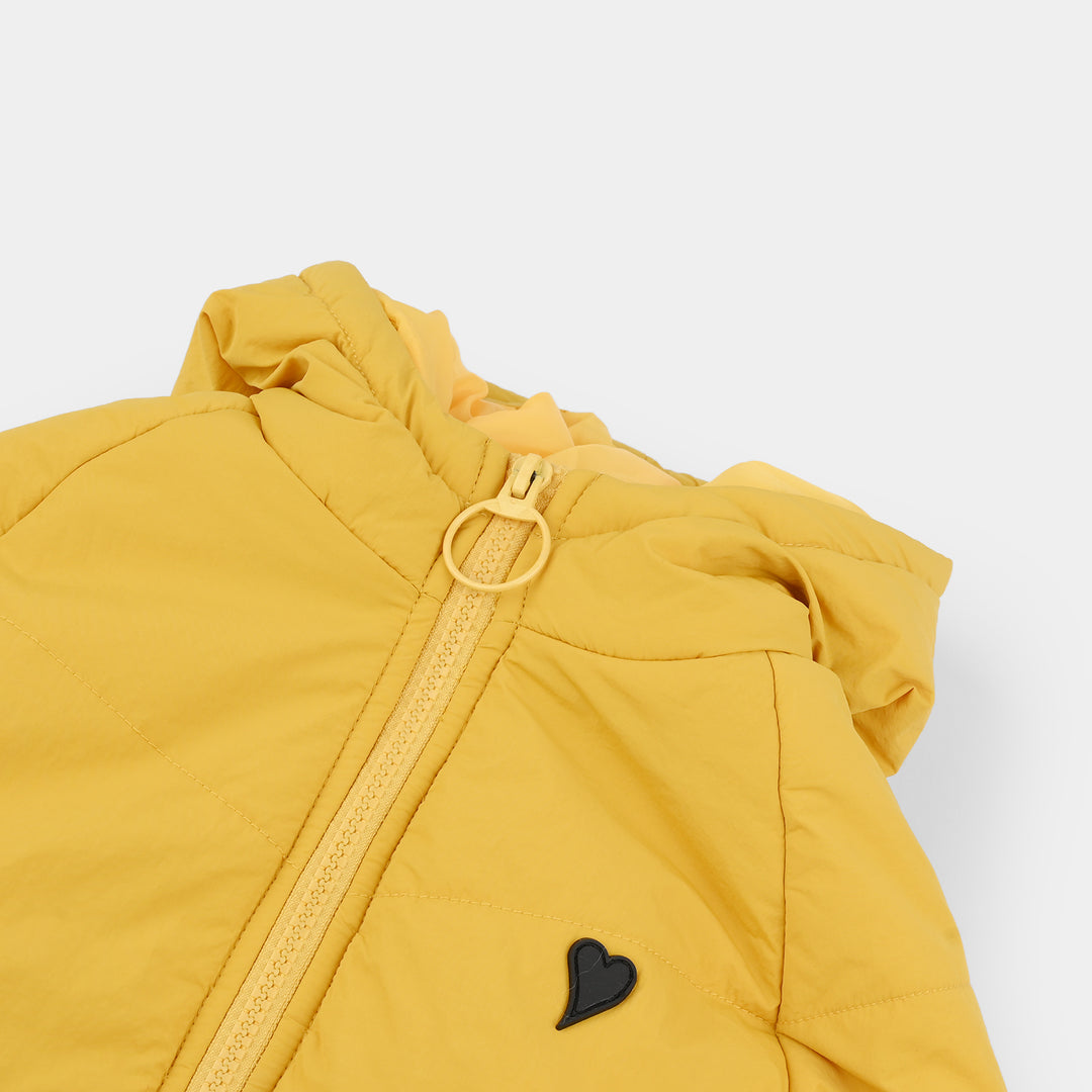 Girls Quilted Hooded Jacket - Yellow