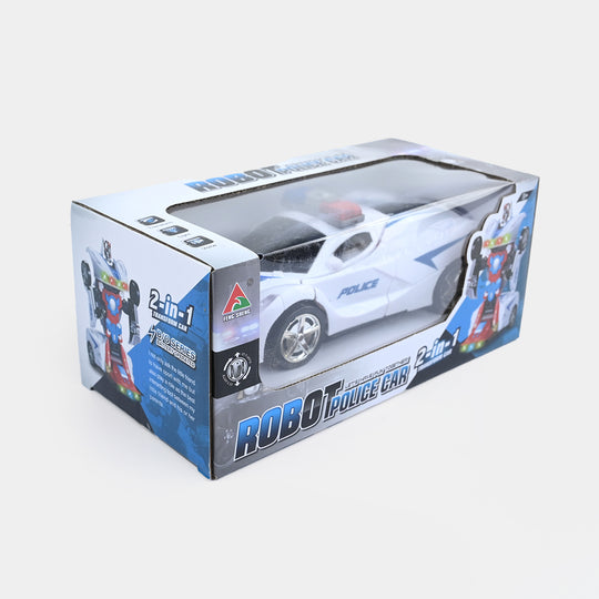 2-in-1 Robot Police Car Toy with Lights