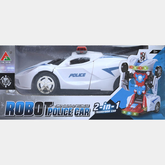 2-in-1 Robot Police Car Toy with Lights