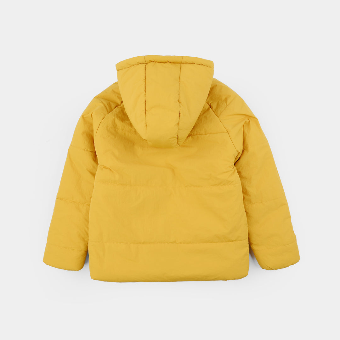 Girls Quilted Hooded Jacket - Yellow