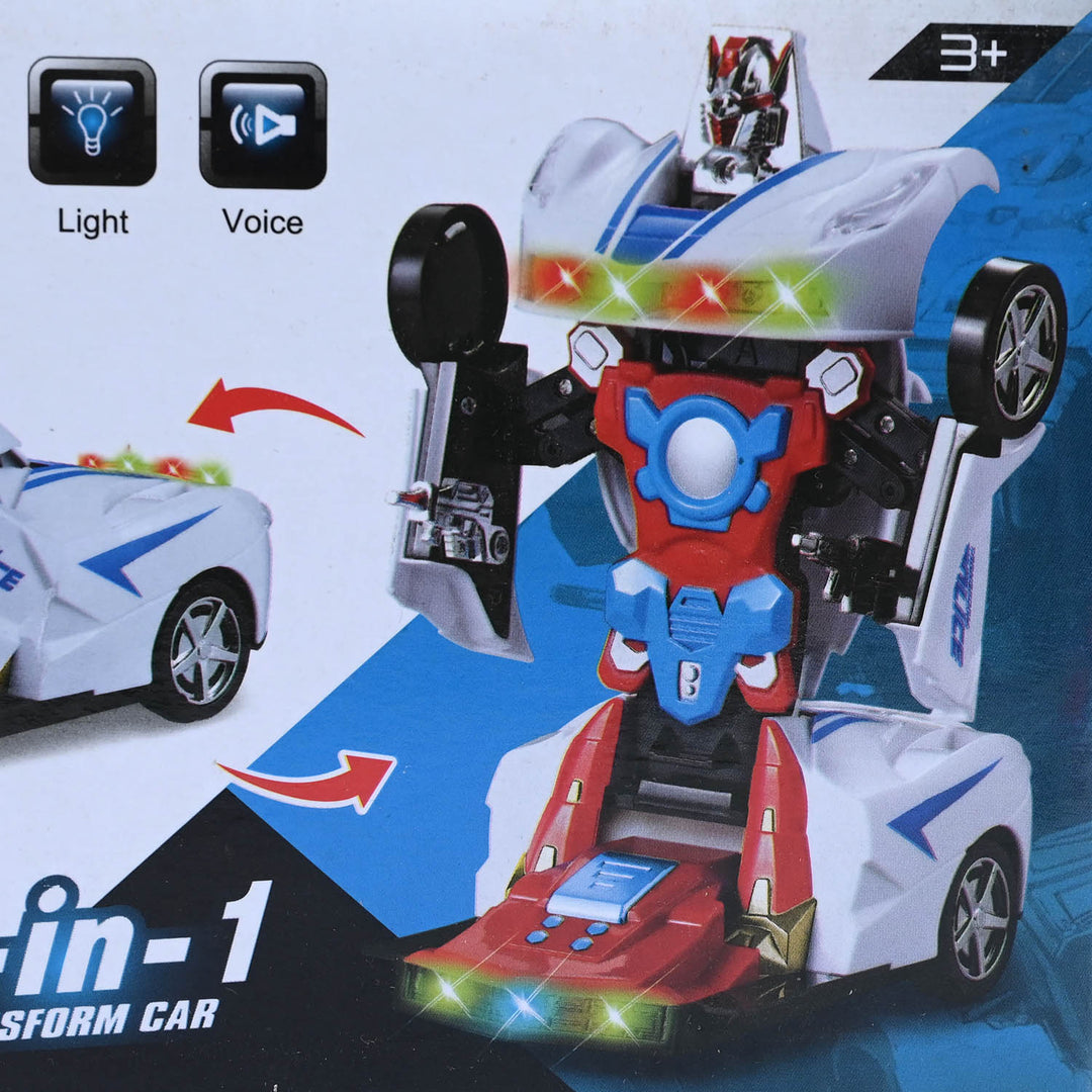 2-in-1 Robot Police Car Toy with Lights