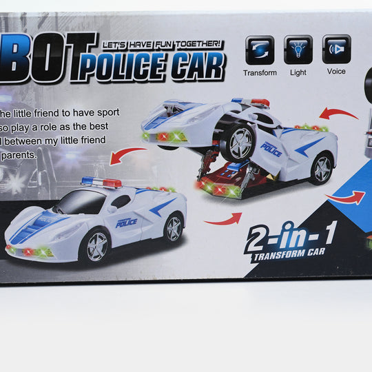 2-in-1 Robot Police Car Toy with Lights