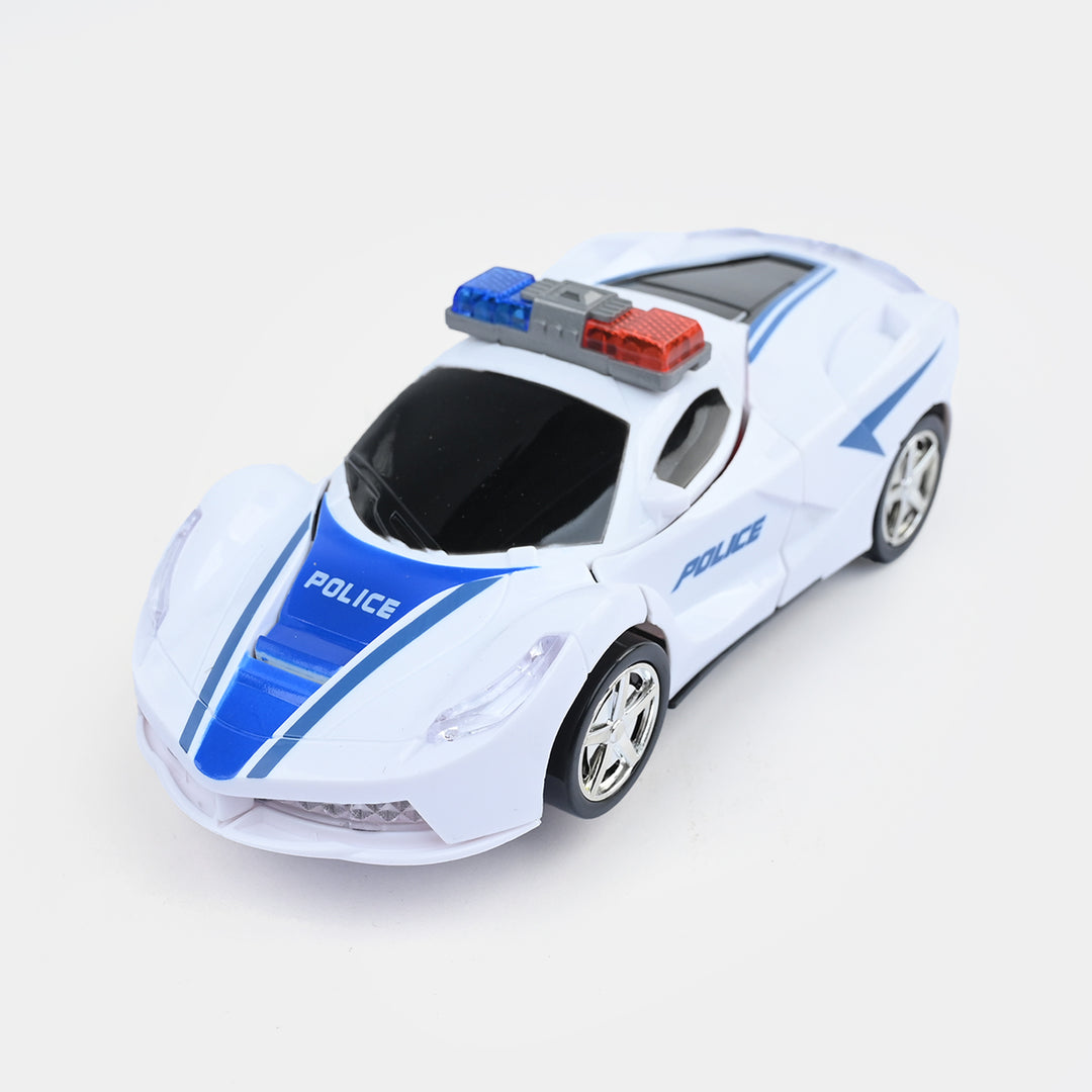2-in-1 Robot Police Car Toy with Lights