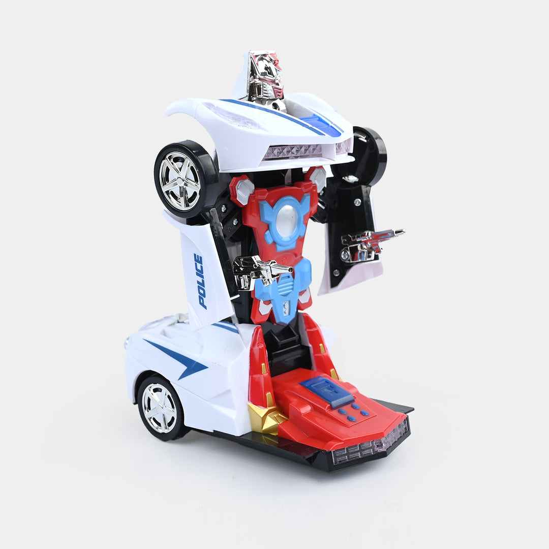 2-in-1 Robot Police Car Toy with Lights