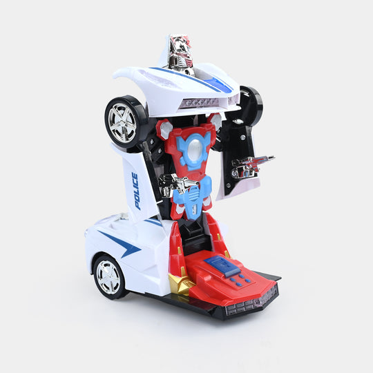 2-in-1 Robot Police Car Toy with Lights