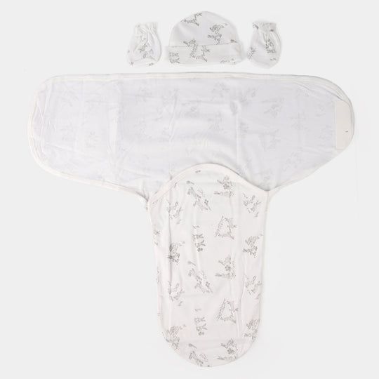Baby Swaddle with Cap & Mittens Set