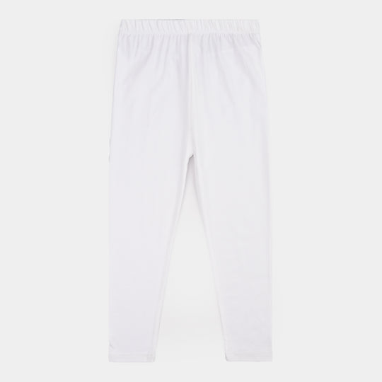 Girls Cotton Jersey Basic Tights-White