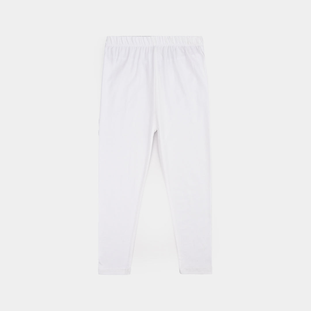 Infant Girls Cotton Jersey Basic Tights-White