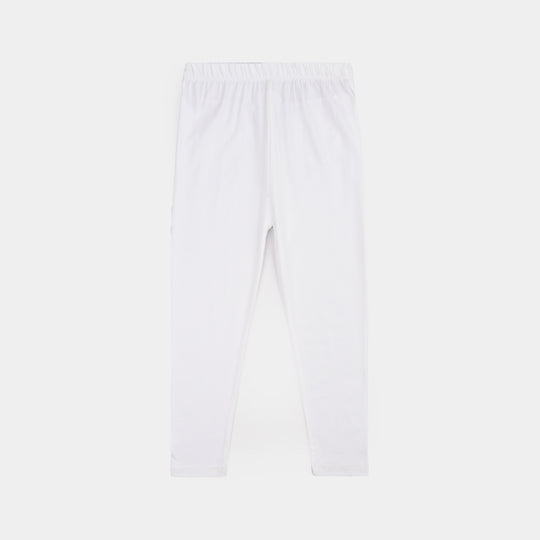 Infant Girls Cotton Jersey Basic Tights-White