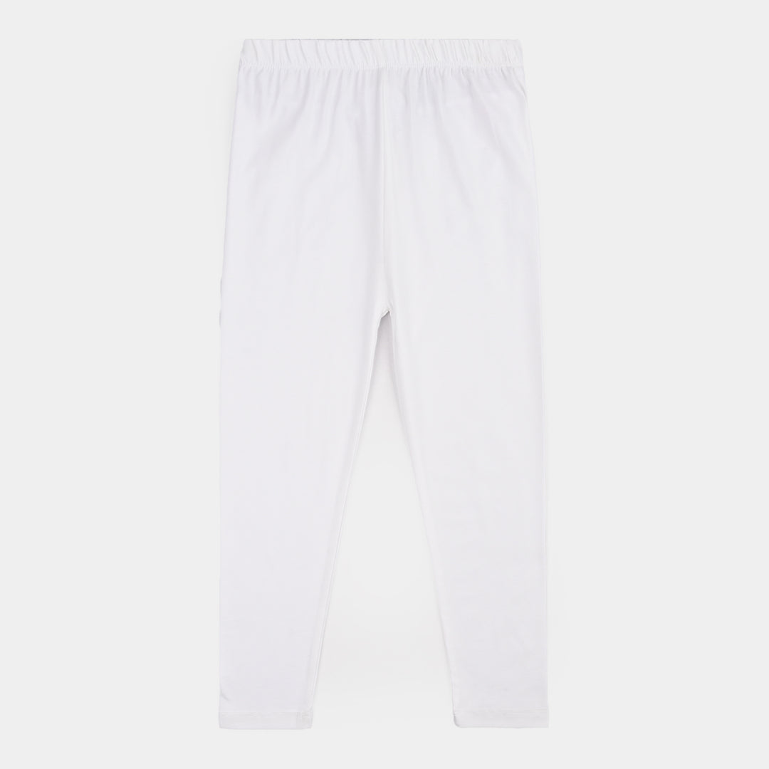 Girls Cotton Jersey Basic Tights-White