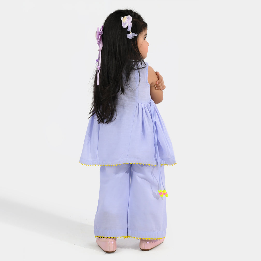 Infant Girls Cotton Slub Embroidery 2Pcs (Glam Doll) - Lilac