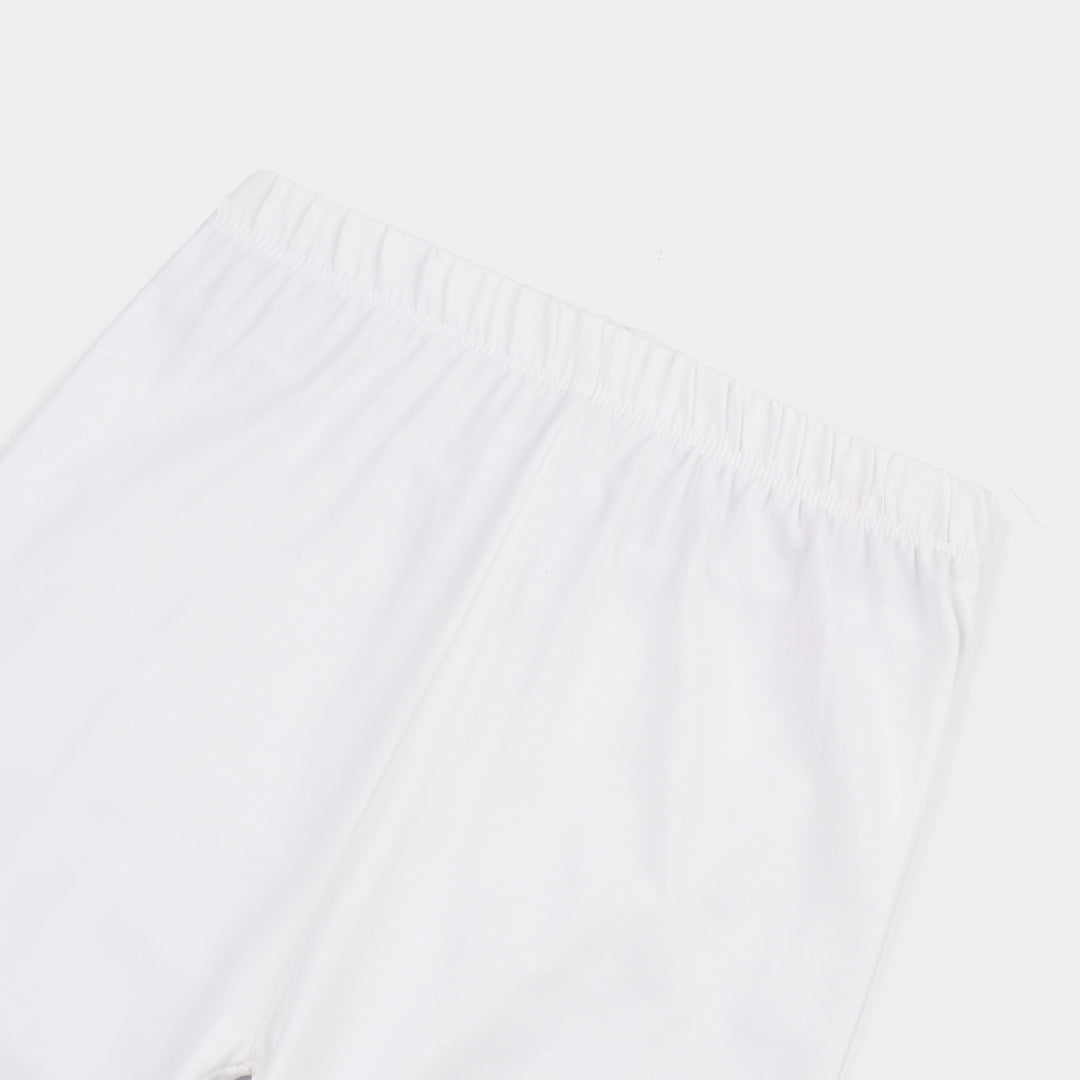 Infant Girls Cotton Jersey Basic Tights-White